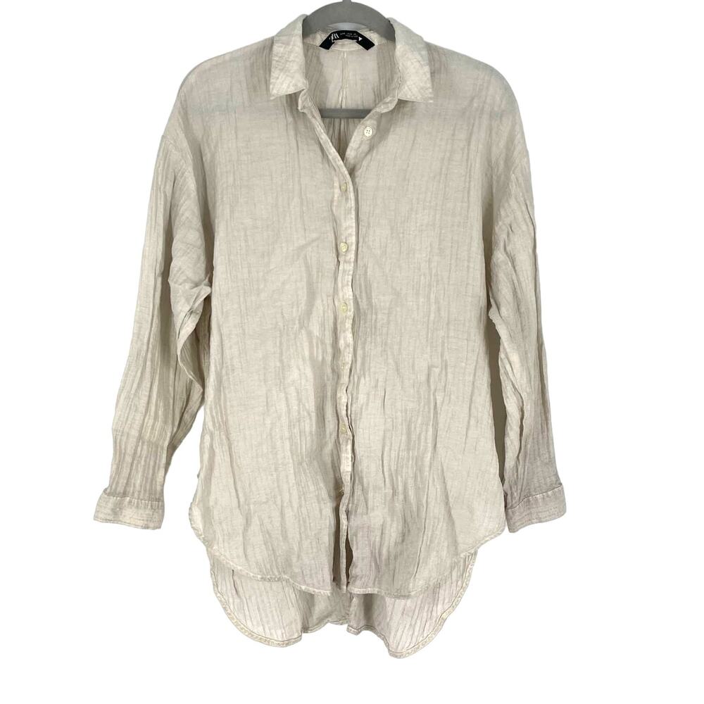 Zara Flowy Knotted‎ Button Down Shirt Women's Size Small - Picture 6 of 6